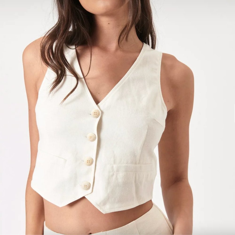 NWT Rolla's Dallas Linen Vest - White